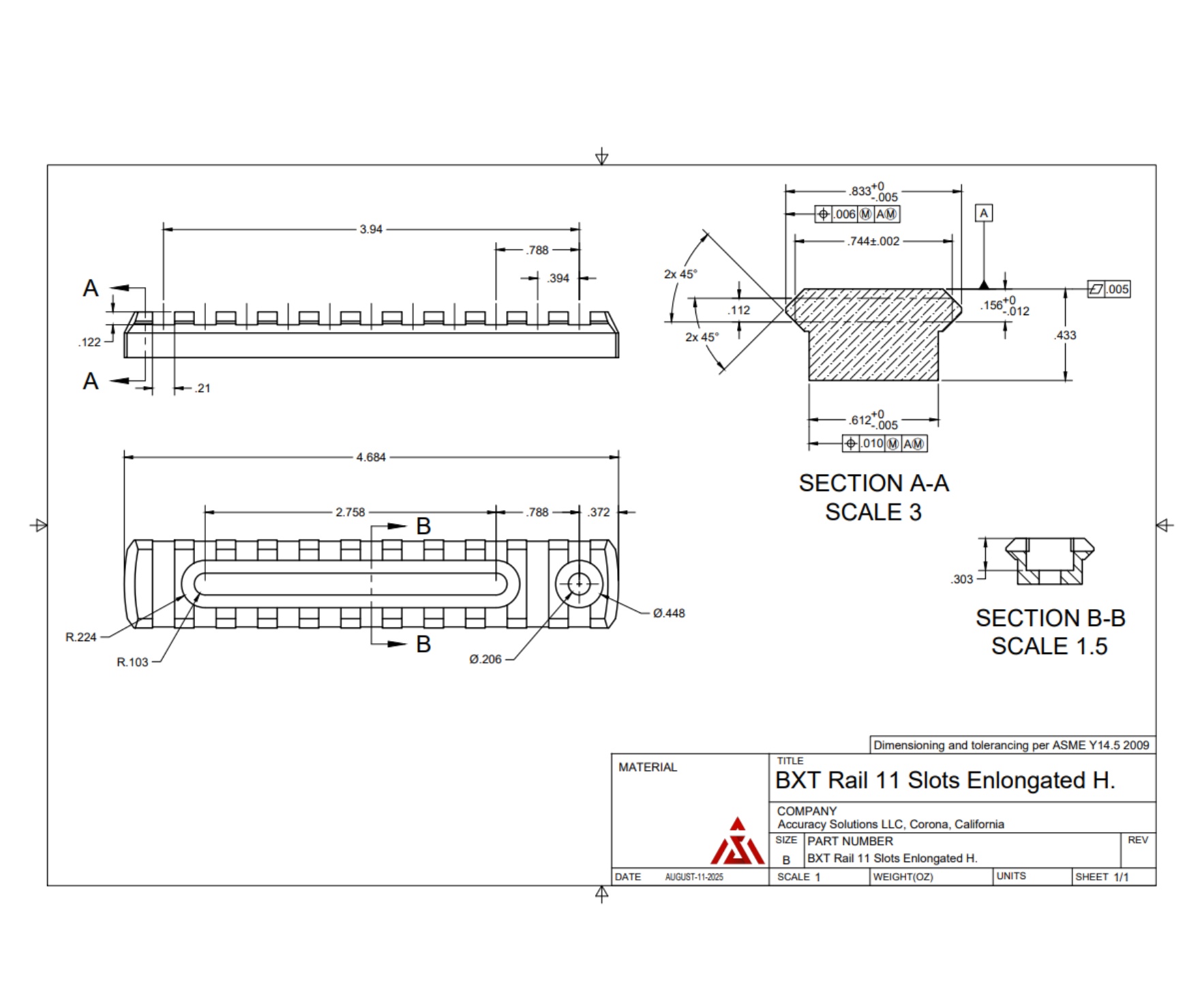 BipodeXt Picatinny Rail 11 Slots Elongated Holes - Image 3